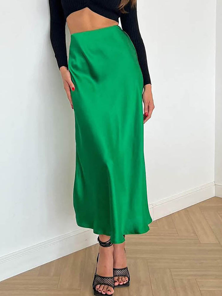 Drune | Satin-Midi-Rock mit Fließendem Design für Damen