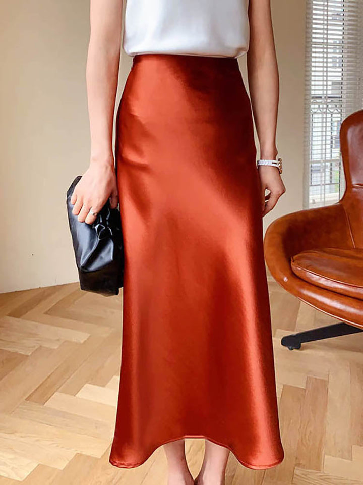 Drune | Satin-Midi-Rock mit Fließendem Design für Damen