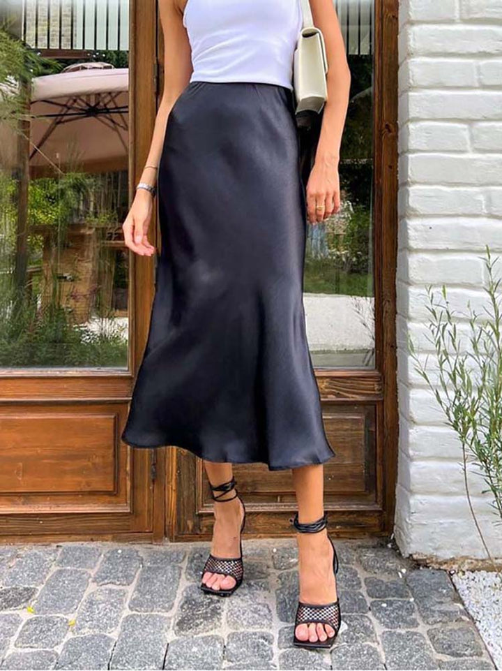 Drune | Satin-Midi-Rock mit Fließendem Design für Damen