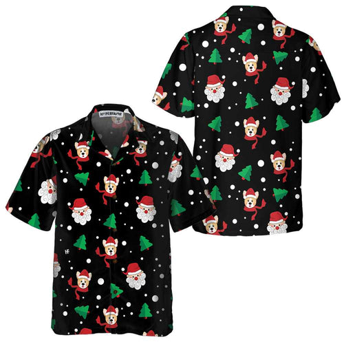 Drune | Santa Claus & Corgi Hawaii-Hemd, Lustiges Weihnachts-Corgi-Shirt, Beste Weihnachtsgeschenkidee