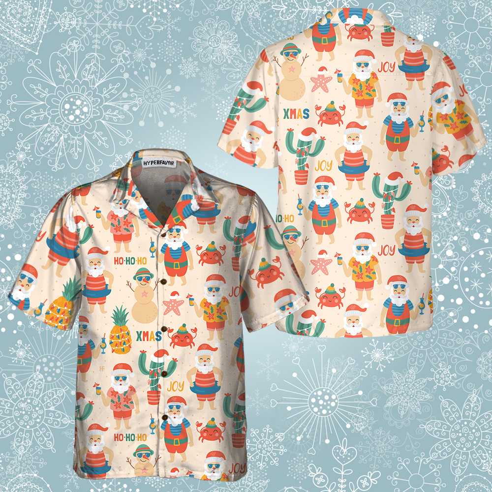 Drune | Santa Claus Am Sandstrand Hawaiian Shirt, Lustiges Weihnachtsmann Shirt, Geschenk Für Weihnachten