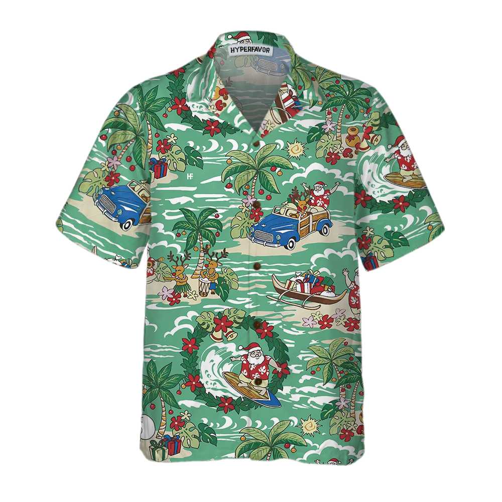 Drune | Santa In Hawaii Hawaiian Shirt, Lustiges Santa Claus Shirt, Bestes Geschenk Für Weihnachten