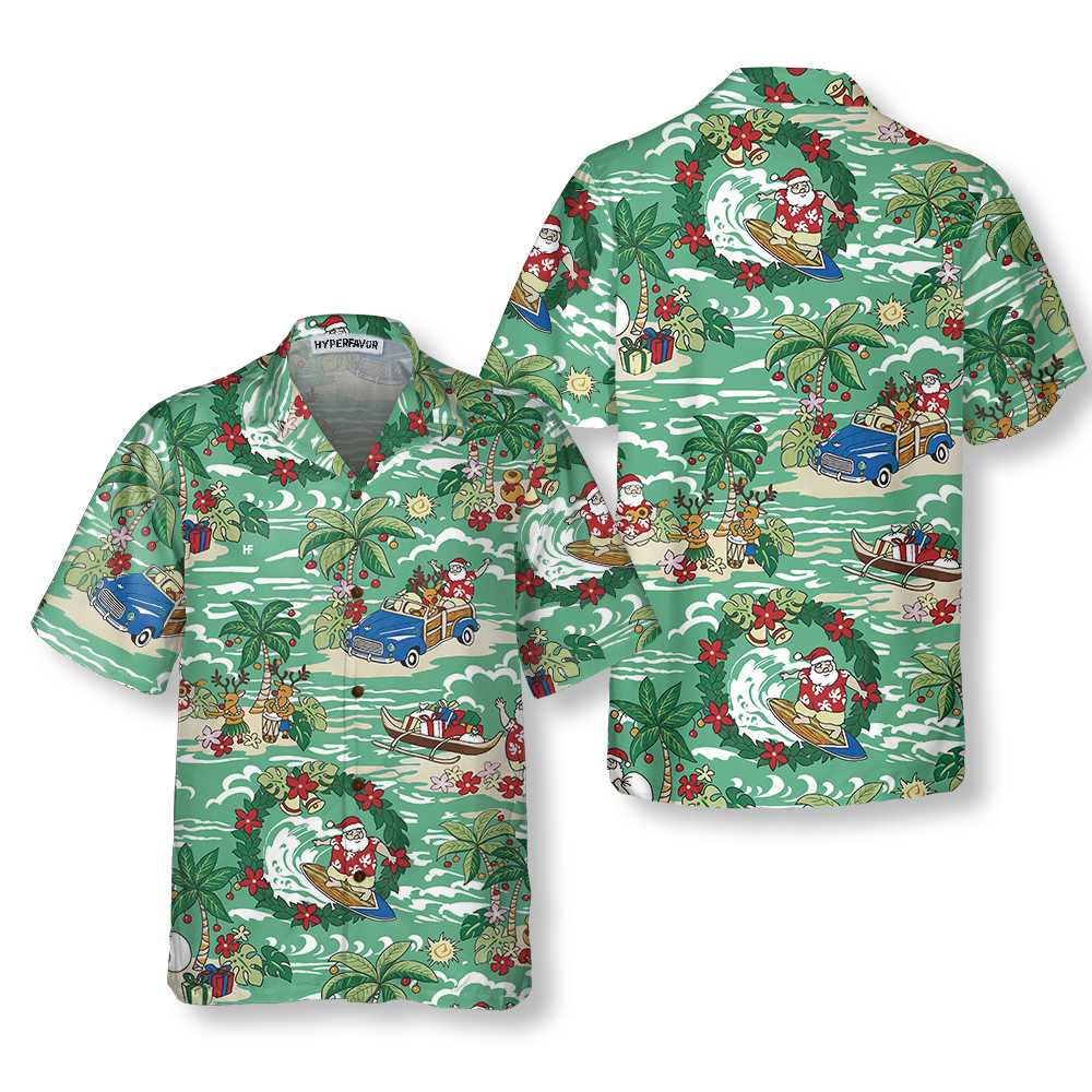 Drune | Santa In Hawaii Hawaiian Shirt, Lustiges Santa Claus Shirt, Bestes Geschenk Für Weihnachten