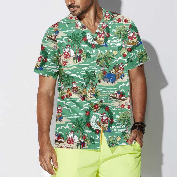 Drune | Santa In Hawaii Hawaiian Shirt, Lustiges Santa Claus Shirt, Bestes Geschenk Für Weihnachten