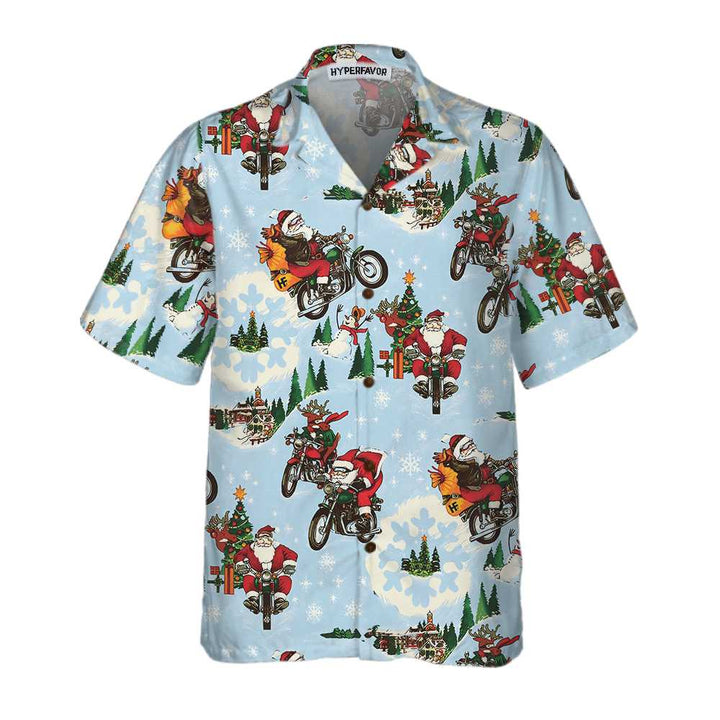 Drune | Santa Auf Motorrad Hawaiian Shirt, Lustiges Weihnachtsmann Shirt, Bestes Geschenk Für Weihnachten