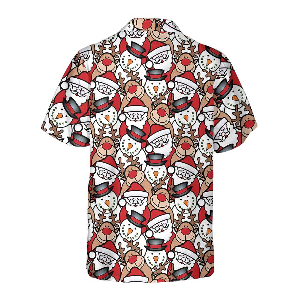 Drune | Santa Rentier und Schneemann Hawaii-Hemd, Lustiges Weihnachtshemd für Herren, Beste Weihnachtsgeschenkidee