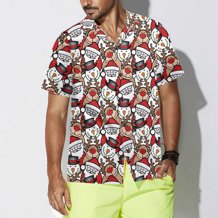 Drune | Santa Rentier und Schneemann Hawaii-Hemd, Lustiges Weihnachtshemd für Herren, Beste Weihnachtsgeschenkidee