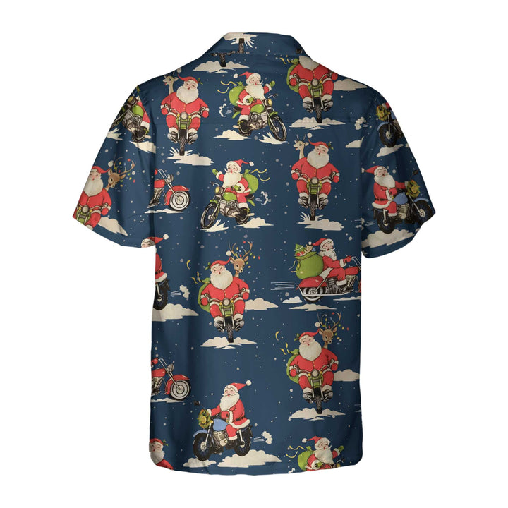 Drune | Santa Motorrad fahren Weihnachts Hawaiian Shirt für Männer, bestes Motorrad Geschenk für Weihnachten