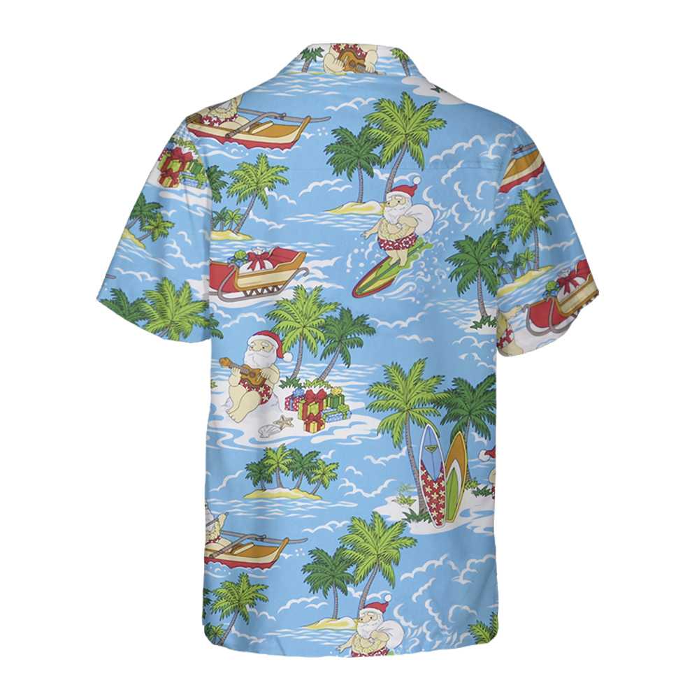 Drune | Santa Sailing Tropisches Weihnachts-Hawaiian-Shirt, Lustiges Santa Claus-Shirt, Bestes Geschenk für Weihnachten