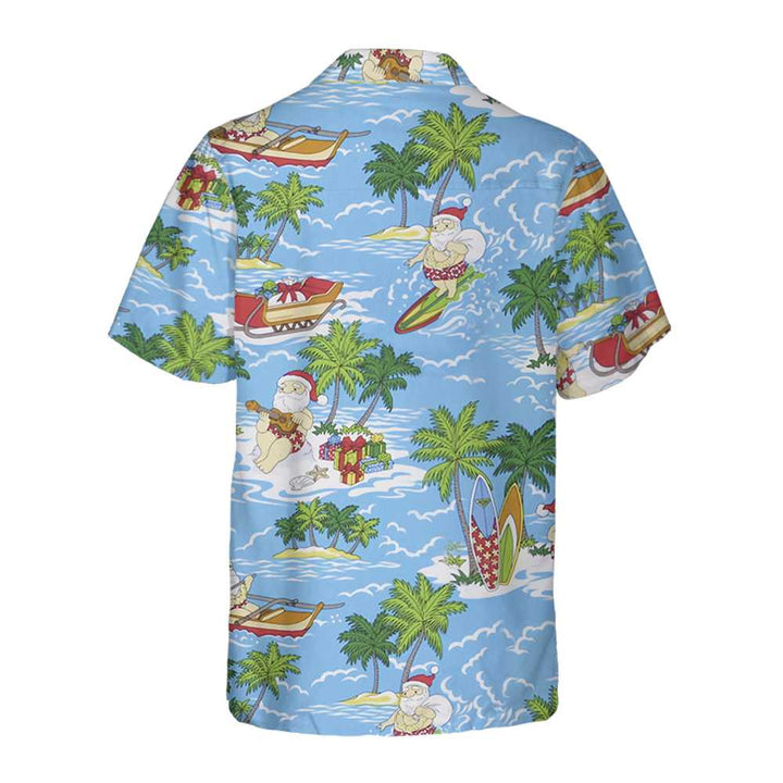 Drune | Santa Sailing Tropisches Weihnachts-Hawaiian-Shirt, Lustiges Santa Claus-Shirt, Bestes Geschenk für Weihnachten