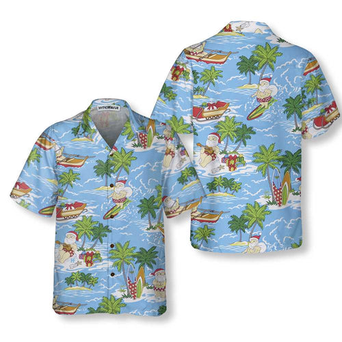 Drune | Santa Sailing Tropisches Weihnachts-Hawaiian-Shirt, Lustiges Santa Claus-Shirt, Bestes Geschenk für Weihnachten