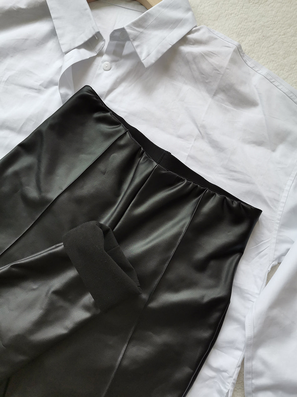 Drune Lederleggings | Lederstretchleggings mit Fleece für den Herbst