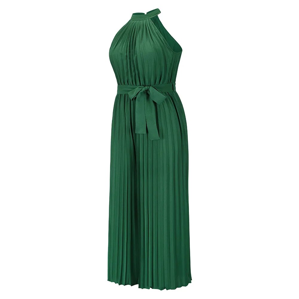 Drune | Plissierter Overall mit Neckholder und Gürtel