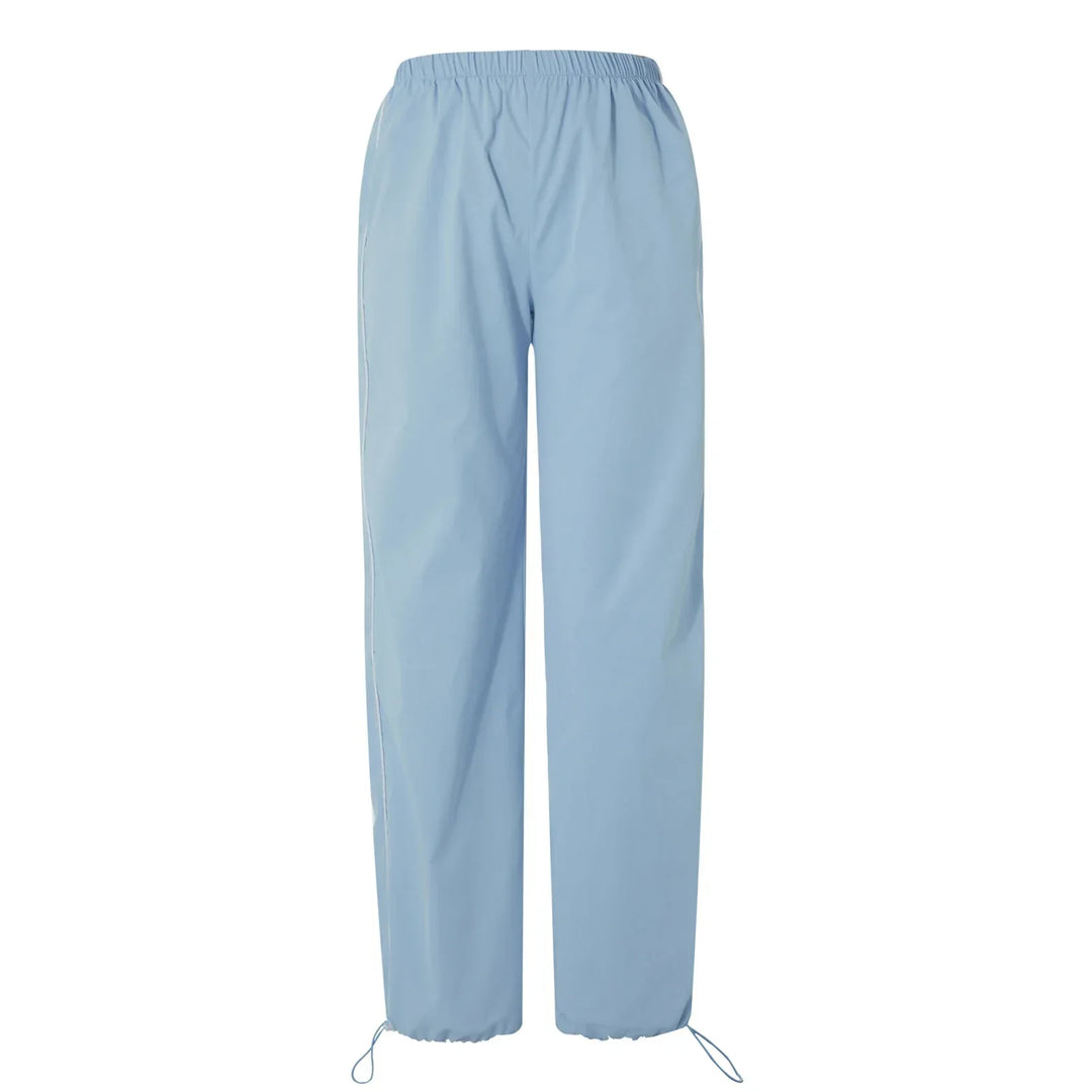 Drune | Frauen Y2K Elastischer Taillen Cargo Hosen Locker Einfarbige Jogginghosen Trainingshose mit Taschen Streetwear