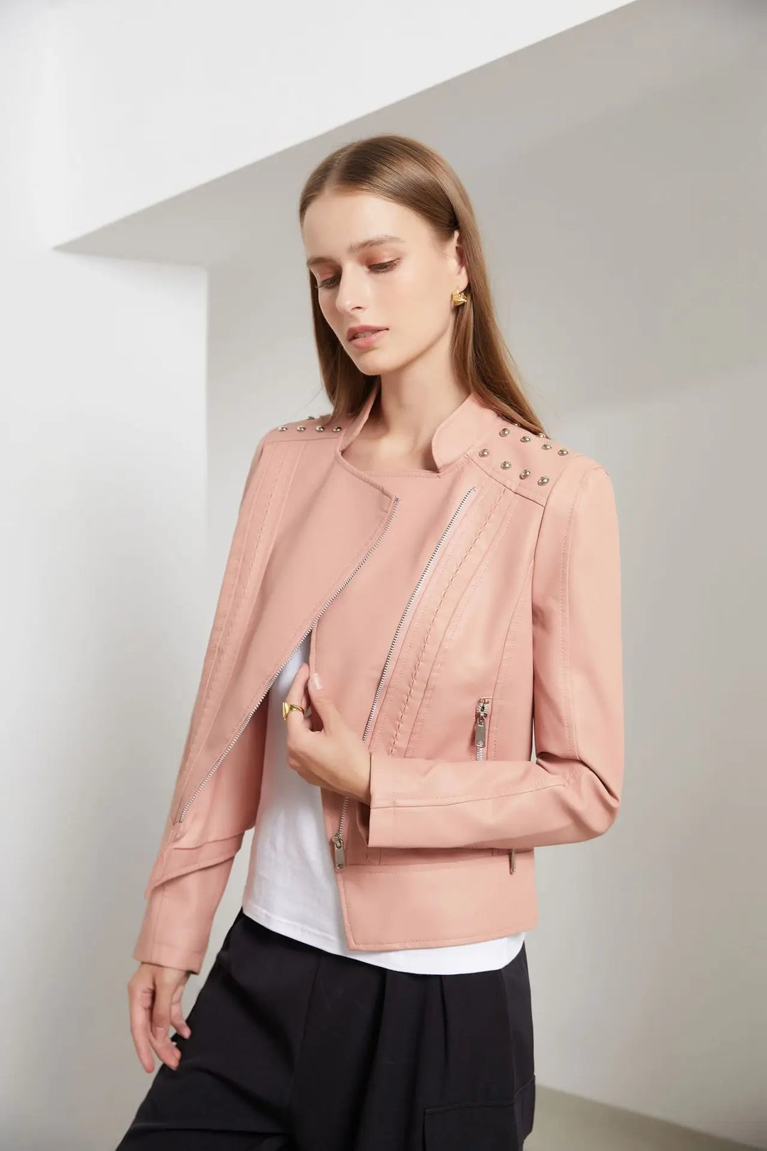 Drune | Bikerjackett mit Reverskragen mit Nieten