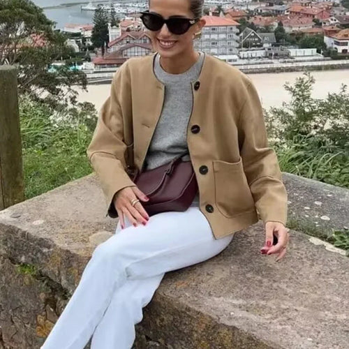 Drune | Cropped Blazerjacke mit Langen Ärmeln und Elegantem Tailliertem Schnitt