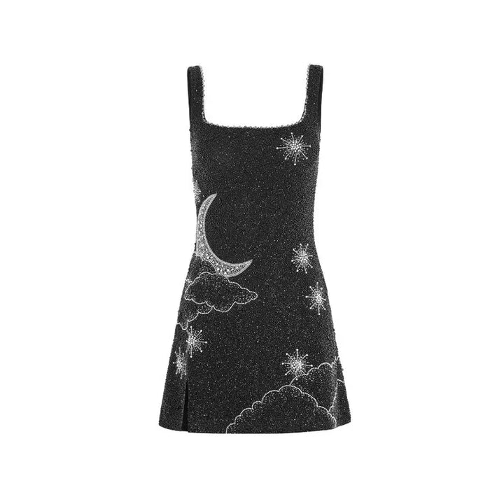 Drune - Celestial Sparkle Minikleid Partykleid mit Mond- und Sternenverzierung
