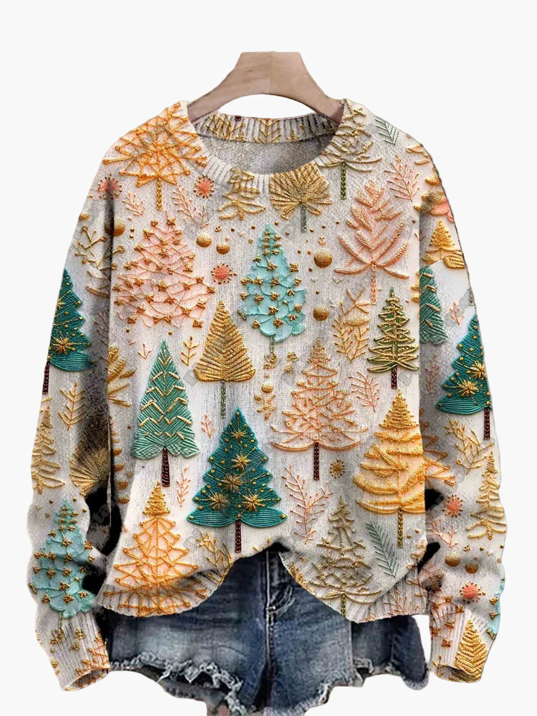 Drune | Weihnachtspullover mit festlichen 3D-Stickereien - Ideal für die Feiertage, Party & Winter