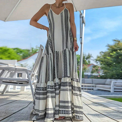 Drune | Elegantes Kleid, Ärmellos, mit Rüsche und Lässigem Druck