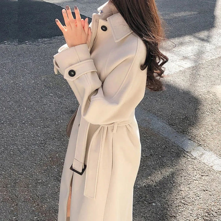 Drune | Elegante lange Wintertrenchcoat für Damen