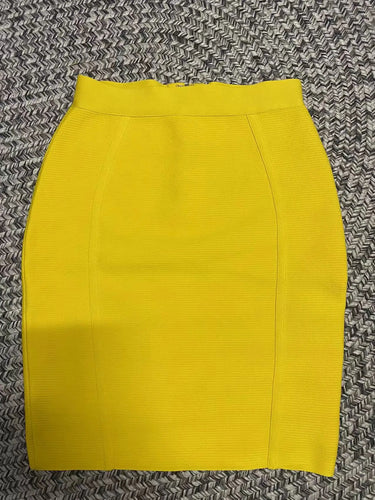 Drune | Gelbe Farbe Frauen Sexy Bodycon Minirock Rayon Bandage Mode Nachtclub Festbekleidung Feier Röcke Hohe Qualität