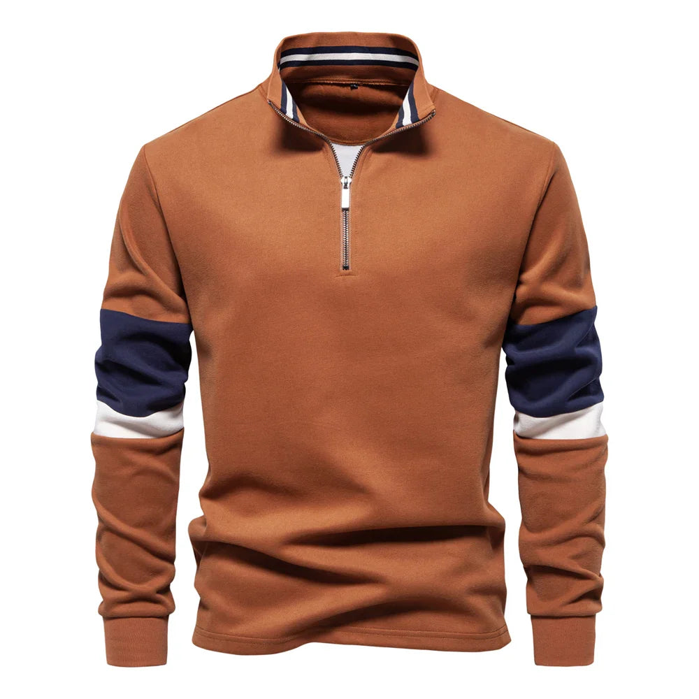 Drune | Langarmiger Pullover mit Reißverschluss Baumwollmischung Trendy und Komfortabel