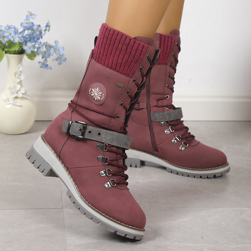 Drune | Moderne Gestrickte Schneestiefel Mit Halbhoher Sohle