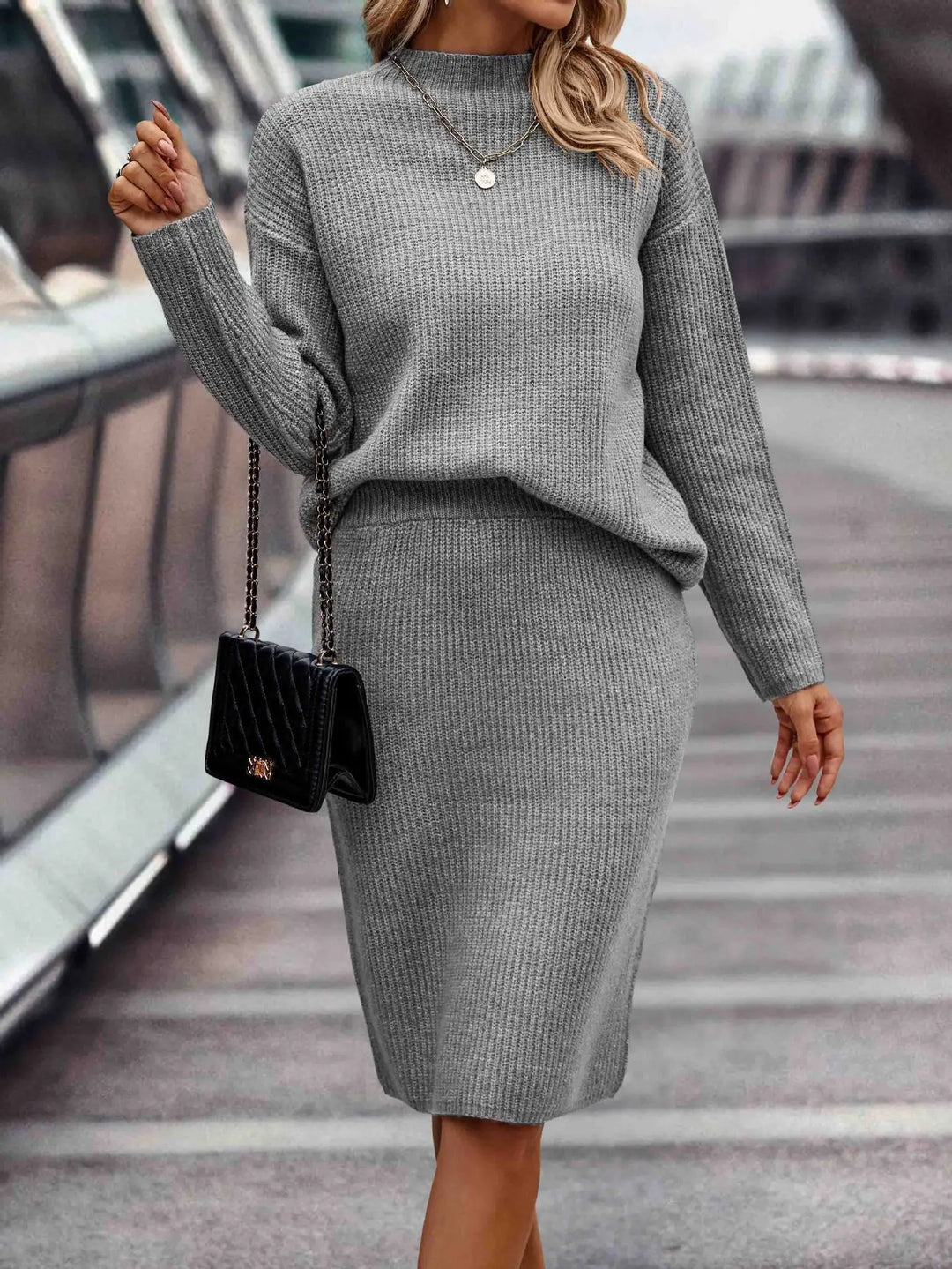 2-teiliges Damen Set aus Pullover und Rock | Drune