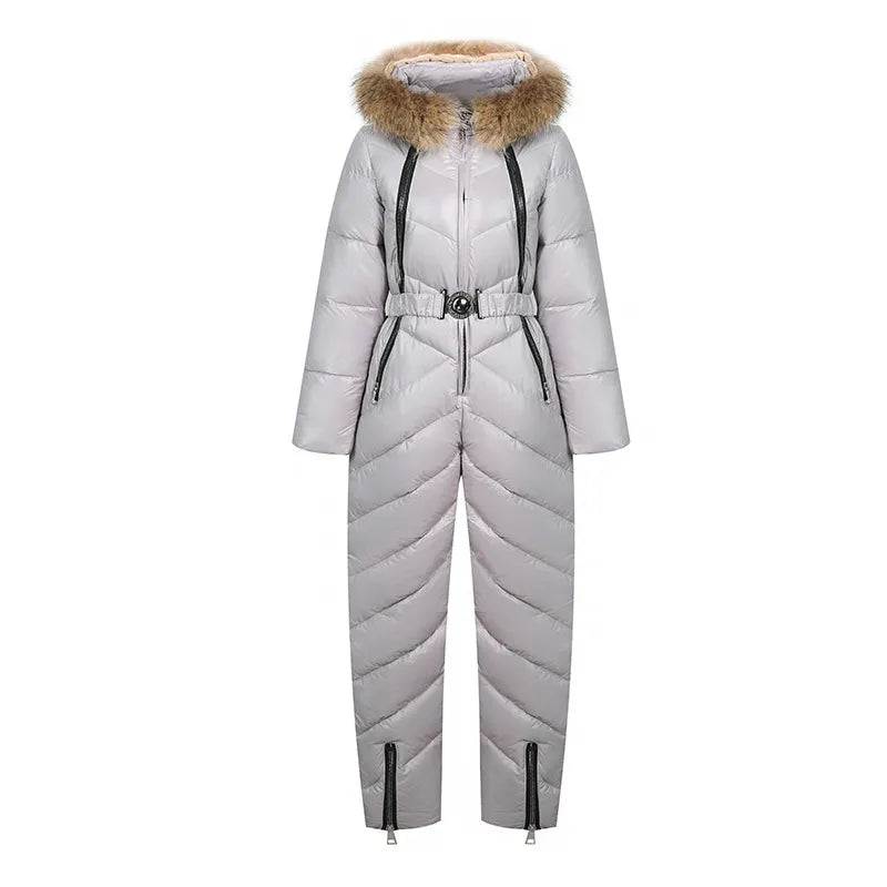 Drune | Lässiger Winter Skianzug mit Pelzkragen Für Frauen