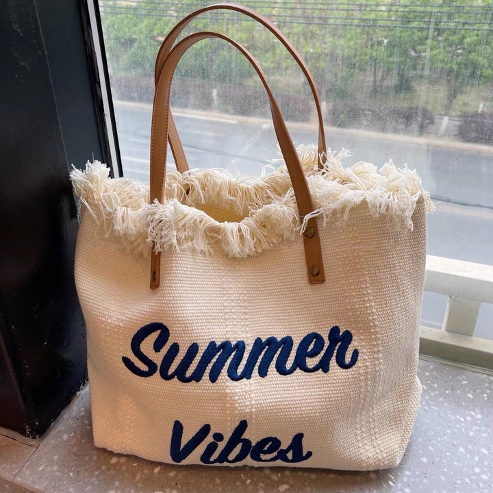 Drune Sommer Vibes Strandtasche | Bunte Strandtasche mit sommerlichem Aufdruck