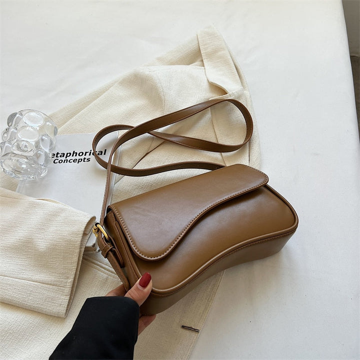 Drune | Vintage Leder Crossbody-Taschen Kleine Umhängetasche Stilvolle Armpit Handtaschen und Geldbörsen