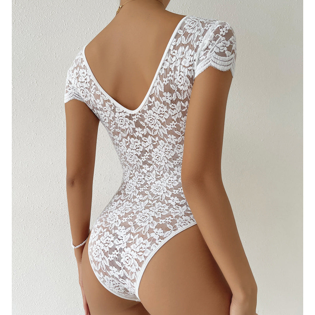 Drune | Fit V-ausschnitt Spitzenbodysuit Atmungsaktives Stretchmaterial Elegante Ganzjahresbekleidung