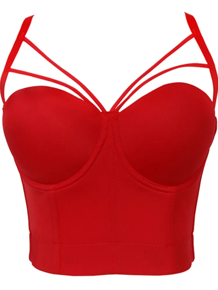 Drune | 5 Farben Frauen Sexy Designer Sommer V-Ausschnitt Nude Schwarz Weiß Rot Rosa Baumwolle Camisole Tops Damen Camis Crop Tops