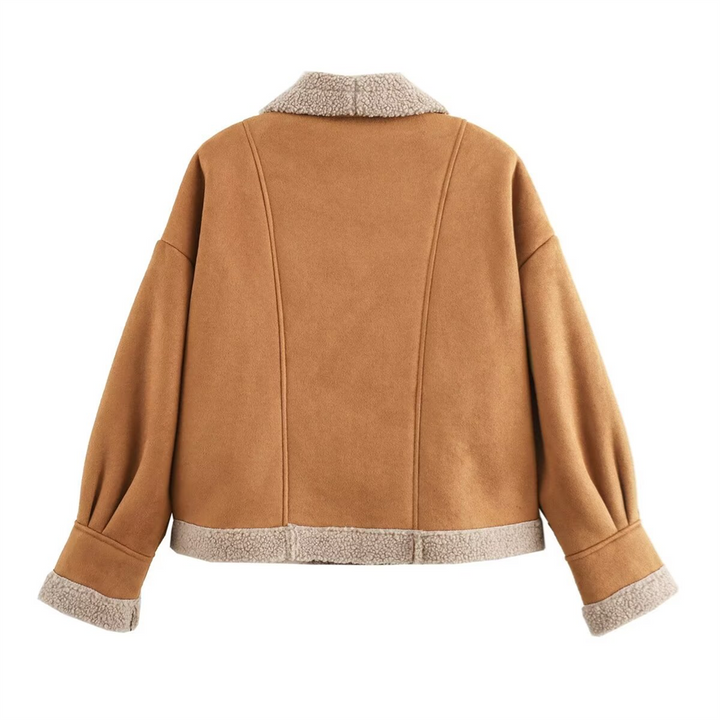 Drune | Damen Winter Chic Wildlederjacke mit Taschen
