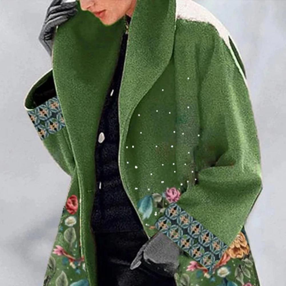 Drune | Lange Winter Bedruckter Mantel - Warme