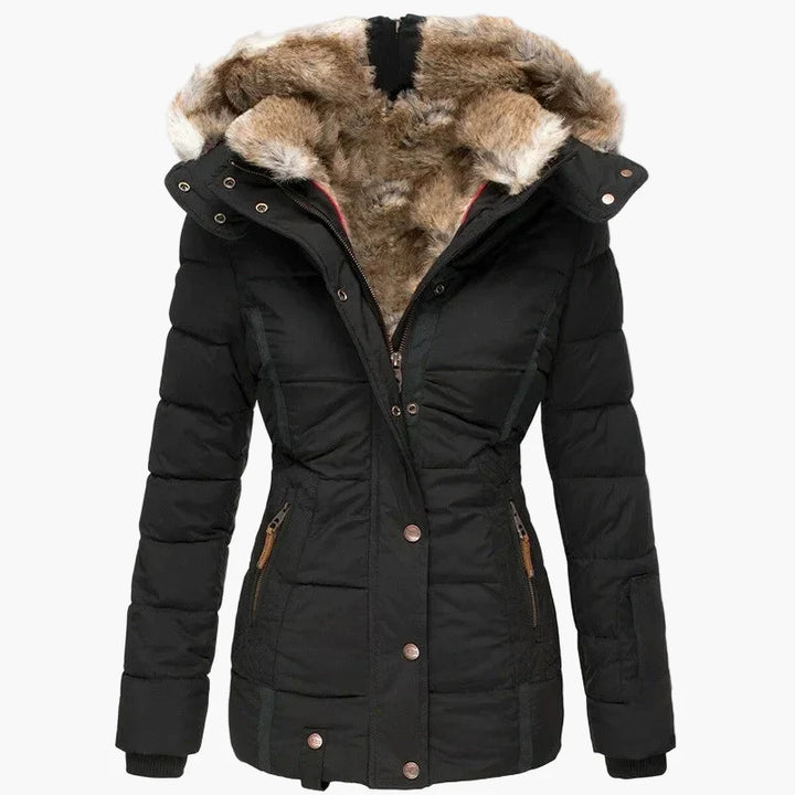 Drune | Winterjacke mit Kapuze und Kunstfellbesatz - Elegante, taillierte Outdoorjacke für kalte Tage