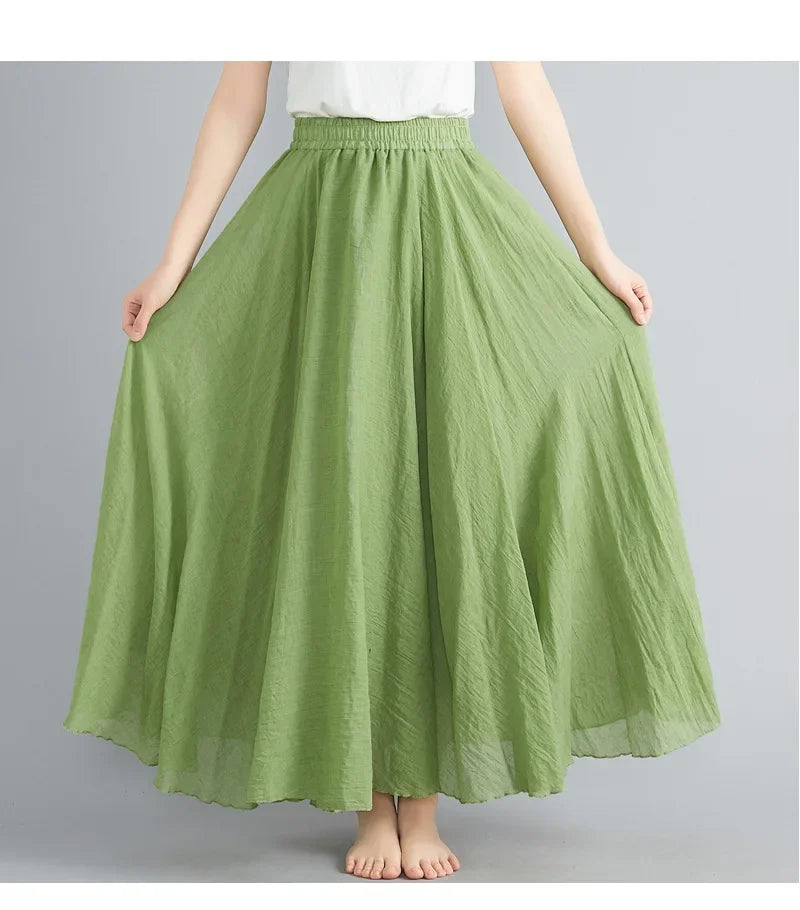 Drune | Mode Baumwolle Leinen Kleidung Frauen Röcke Maxi Y2K Elegant Strand Saia Ropa Mujer Lässiges Kleid Boho Lange Röcke Faldas Harajuku