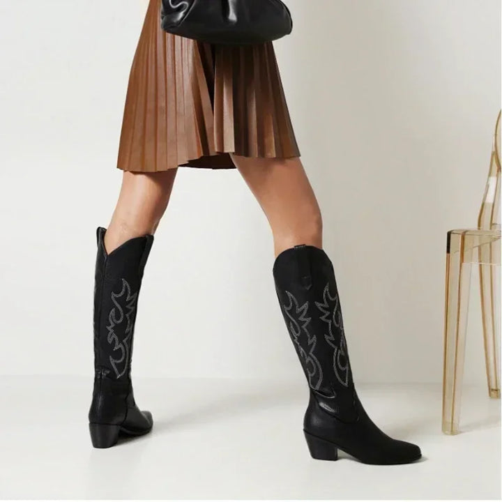 Drune | Wildleder Kniehohe Cowboystiefel Frühlingskollektion