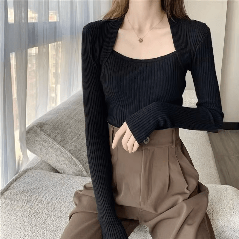 Drune | Weicher, Warmer Strickpullover Mit Quadratischem Kragen