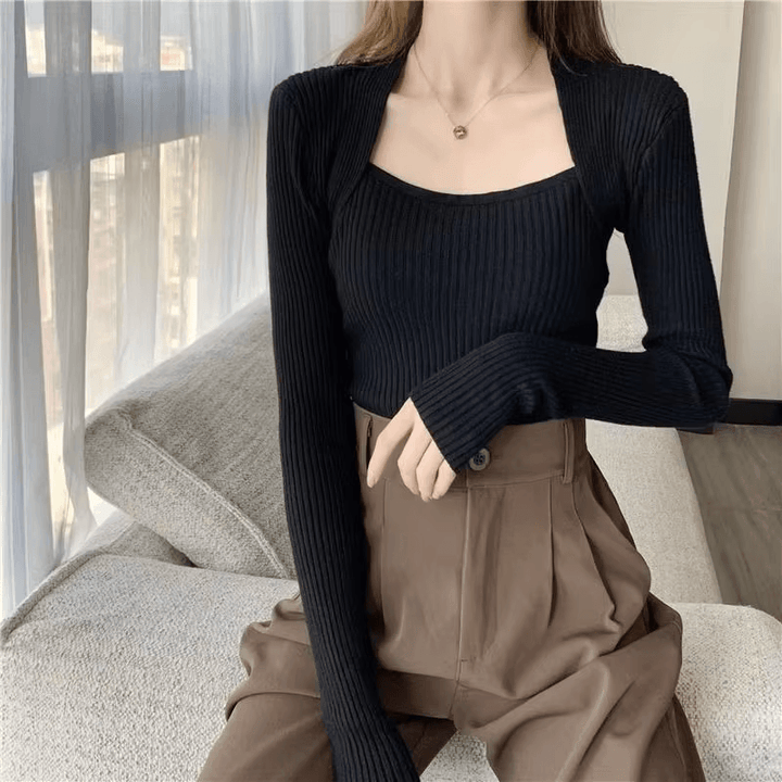 Drune | Weicher, Warmer Strickpullover Mit Quadratischem Kragen