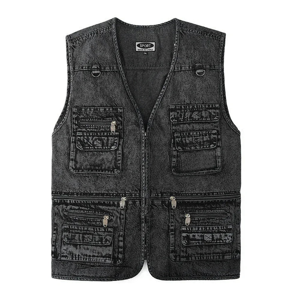 Drune | Ärmellose Jeansweste Mit Mehreren Taschen Für Herren