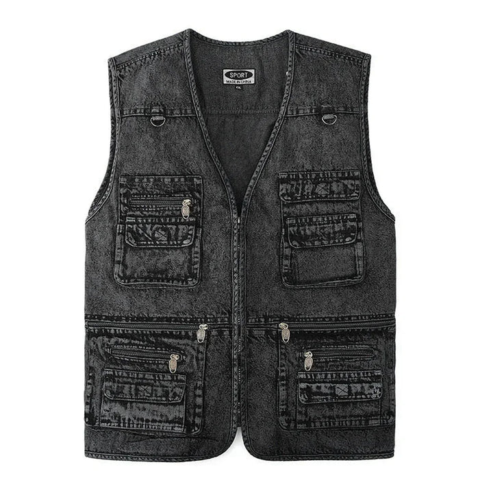Drune | Ärmellose Jeansweste Mit Mehreren Taschen Für Herren