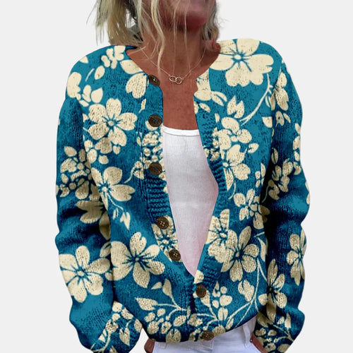 Drune | Blaues Blumenmuster Cardigan