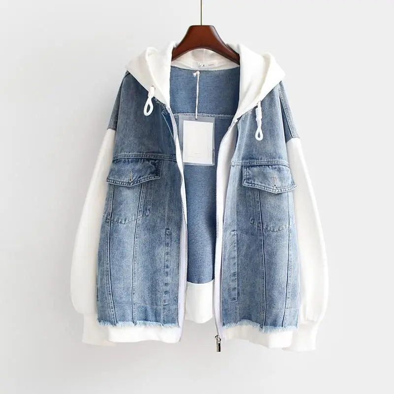 Drune | Denim-hoodie Jacke Hybrid Design Trendy und Lässig