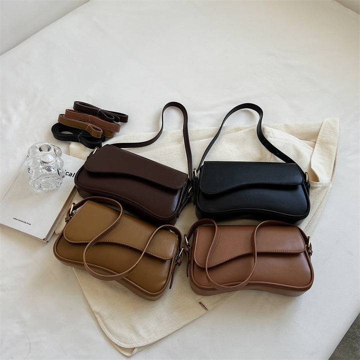 Drune | Vintage Leder Crossbody-Taschen Kleine Umhängetasche Stilvolle Armpit Handtaschen und Geldbörsen