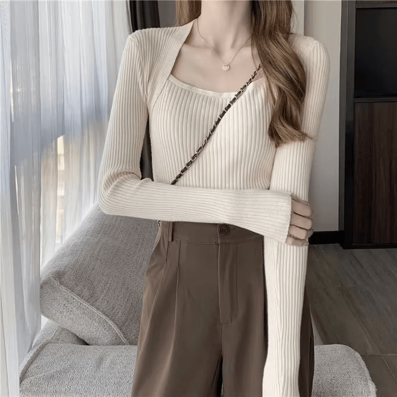 Drune | Weicher, Warmer Strickpullover Mit Quadratischem Kragen