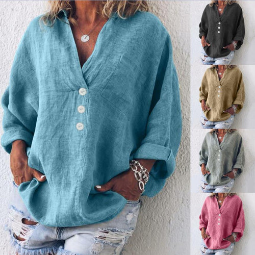 Drune | Leinenbluse Mit V-ausschnitt Für Damen