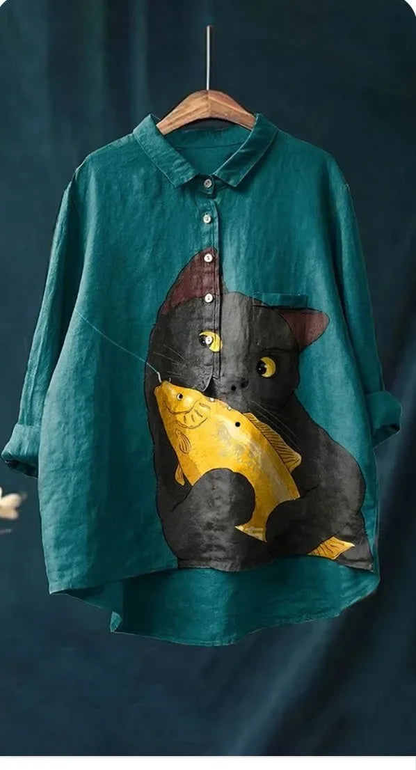 Drune | Katzenkunst Auf Weißem T-Shirt