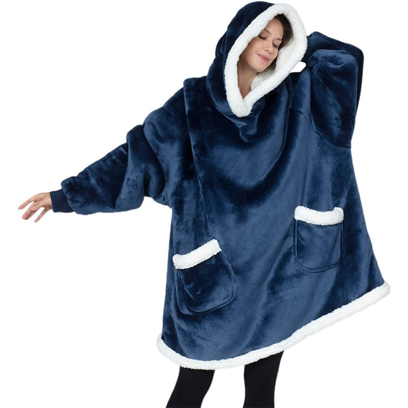 Drune Super Gemütliche Gemütlichkeit | Damen Flauschige Fleece-Decke mit Ärmeln
