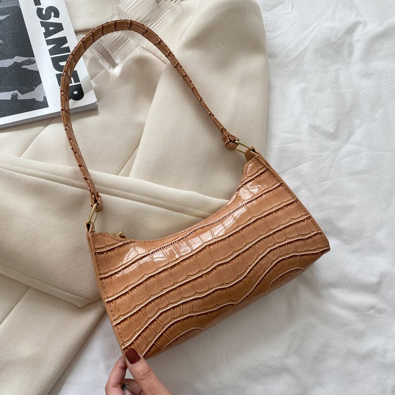 Drune Modische Exquisite Einkaufstasche Tote Schultertaschen Einfarbig Kettentasche für Damen